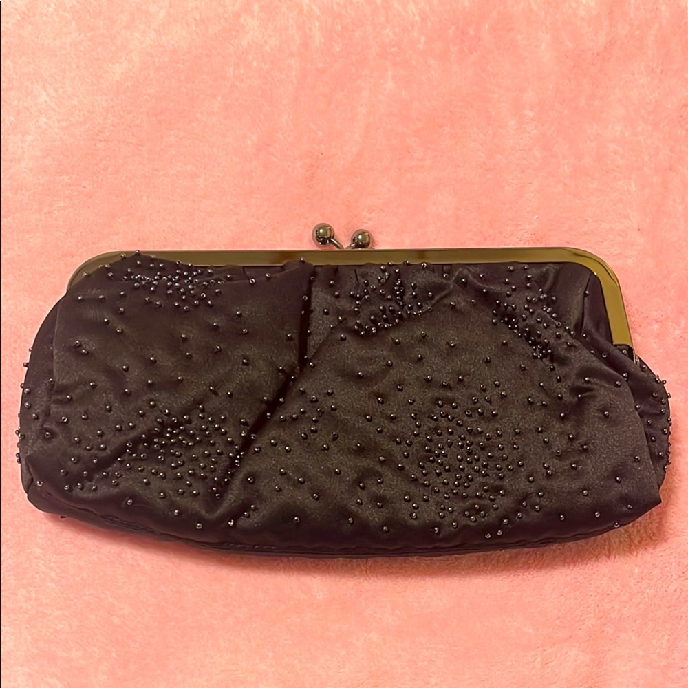 Vintage Express Black Beaded Clutch